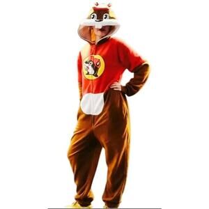 Buc-ees Beaver Buc‎ Union Suit Mascot One Piece Pajamas Hooded Size Youth M/L